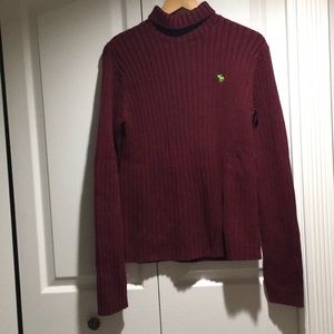 A&F Men’s maroon Cotton Blend TurtleNeck Sweater L